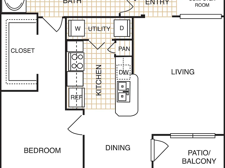 Estates at Memorial Heights - A5 - 1 Beds - 1 Baths - 860 Sq. ft.