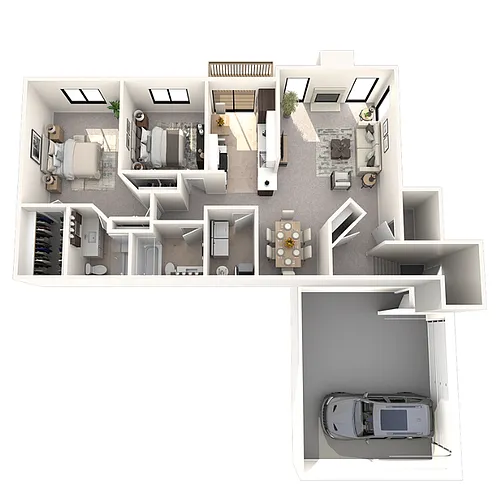 Floor plan 2 bedroom 2 bath w attached garage C2