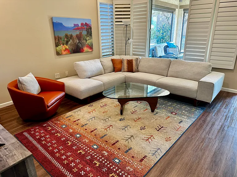 Spacious living room. Very comfortable couch.