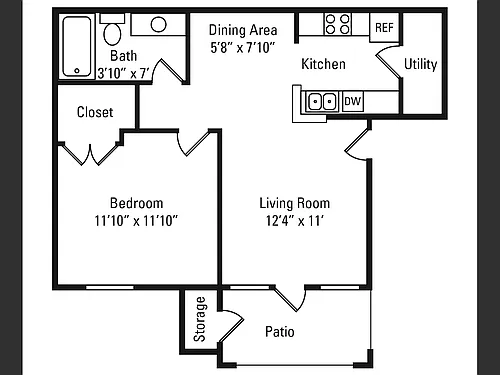 Floor plan Phase Two- 1 Bed, 1 Bath C