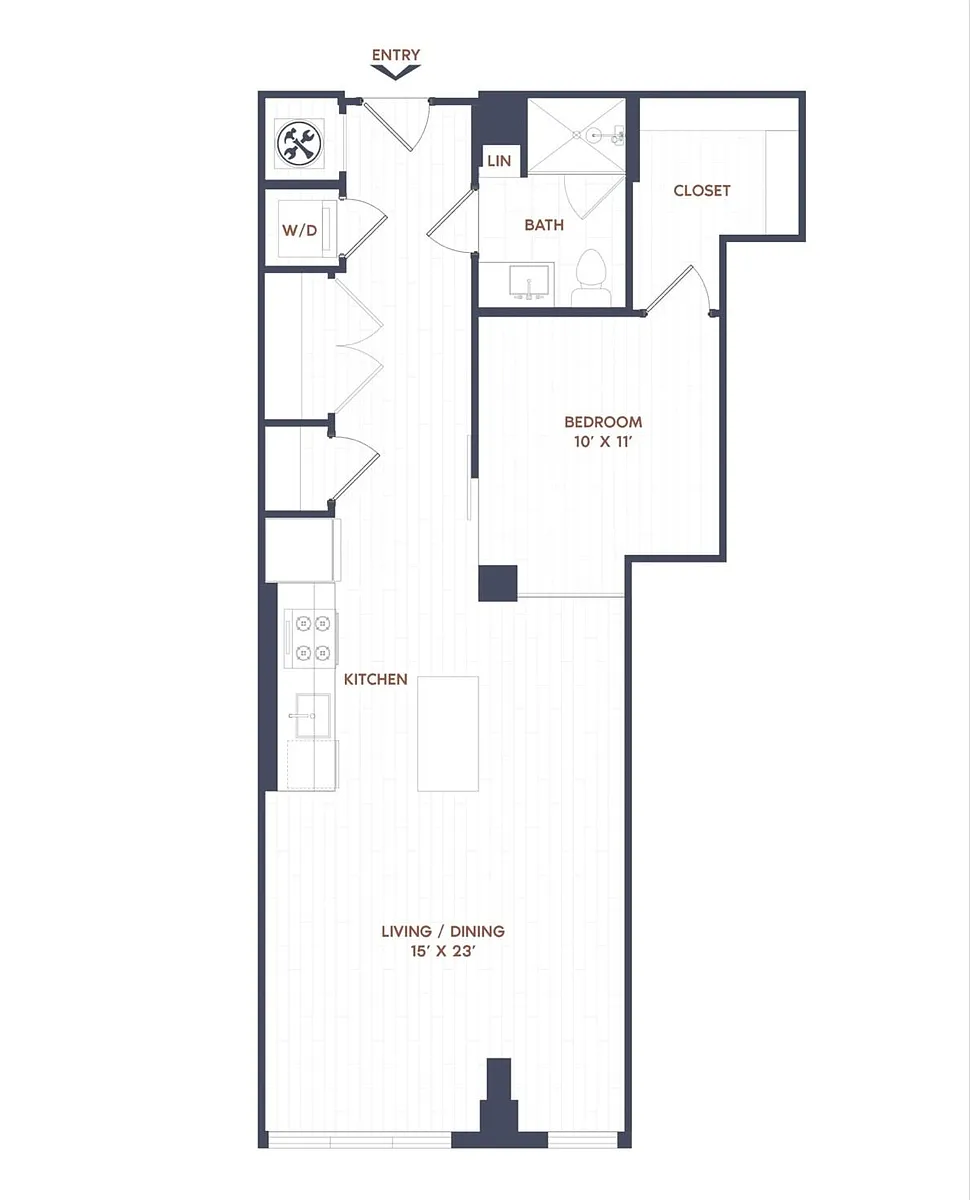 Floor plan 1 Bed/1 Bath-A14