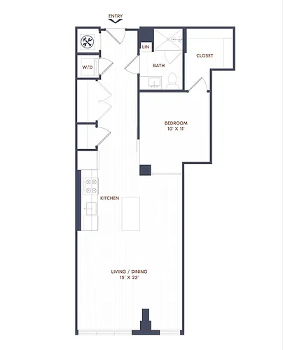 Floor plan 1 Bed/1 Bath-A14