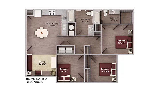 Floor plan 3-bedroom