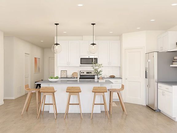 Kitchen with pendant lighting