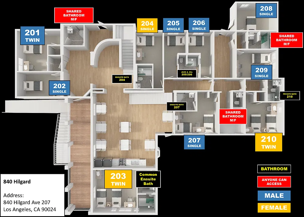 Floor plan 840 Hilgard Room 209