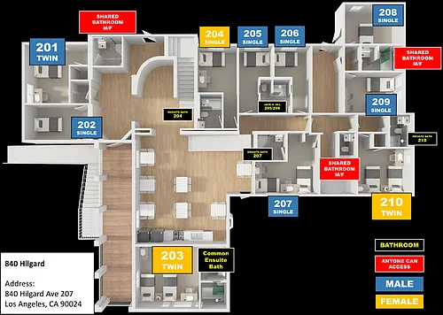 Floor plan 840 Hilgard Room 209