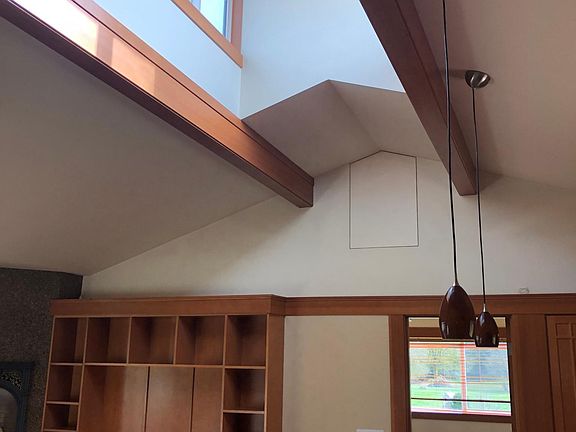 from kitchen area - skylight. living area - built in entertainment area