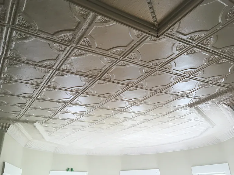 Beautiful tin ceiling tile. Look at that craftsmanship!