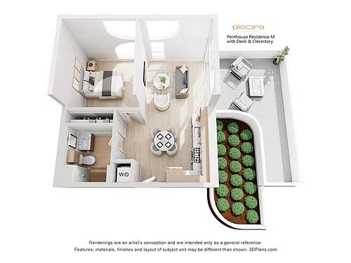 Floor plan Penthouse Residence M with Deck & Clerestory