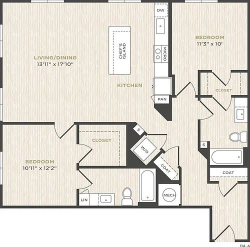 Floor plan 2 Bed/2 Bath-B4