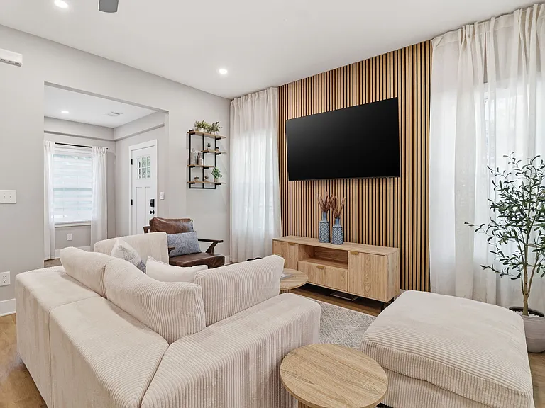 Open Concept Living Room W/ Smart Tv