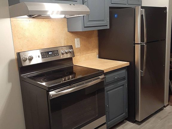 Picture is of a similar unit - this unit has new plank flooring and stainless refrigerator