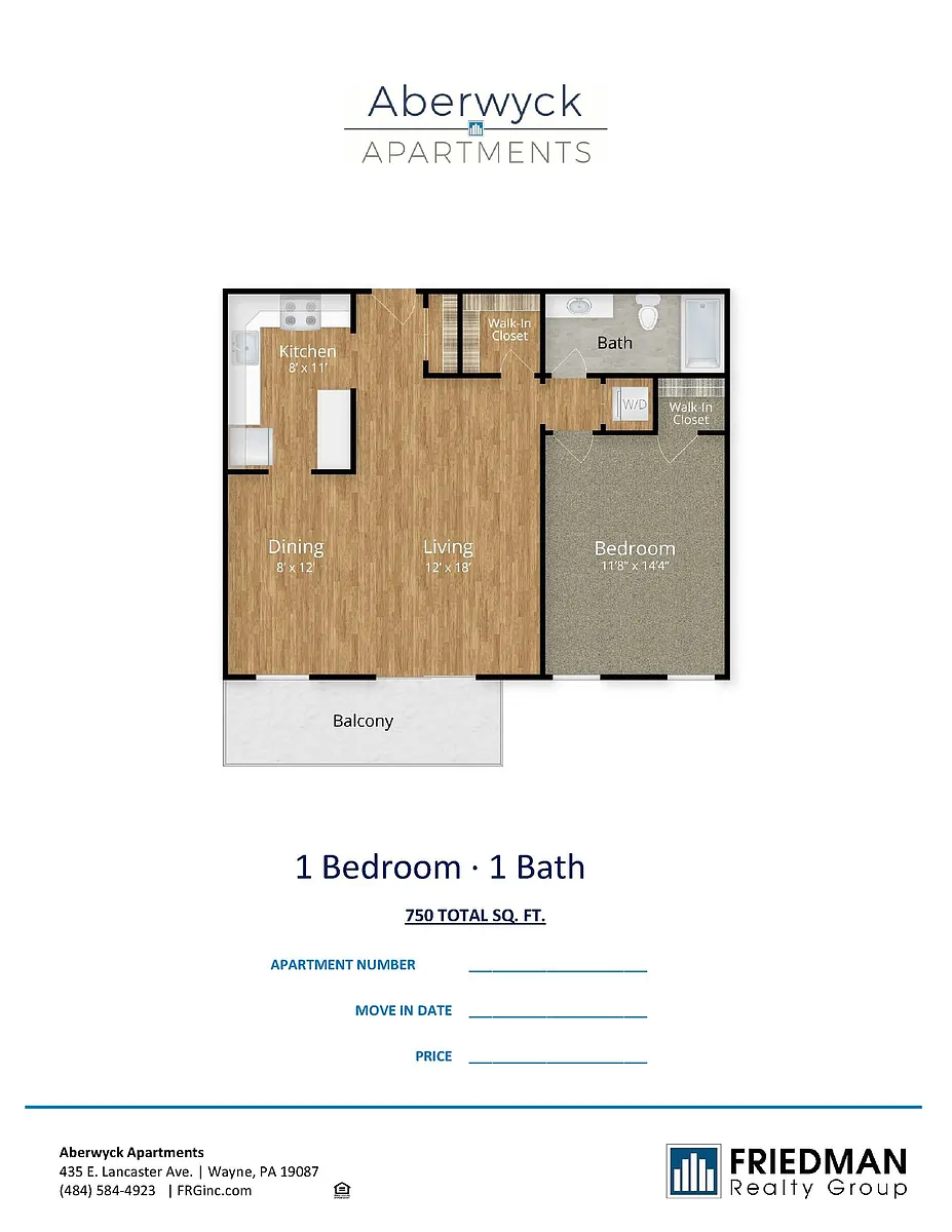 Floor plan 1 Bed x 1 Bath D