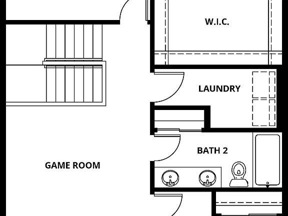 The second floor of the Camden has the bedrooms and a game room