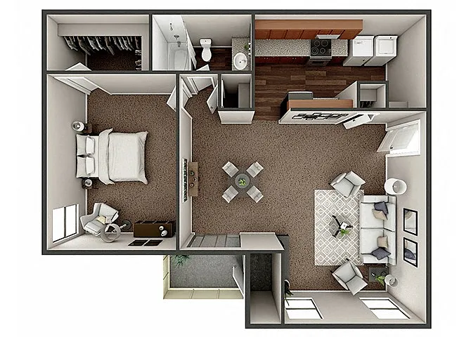 Floor plan 1 Bed 1 Bath Classic