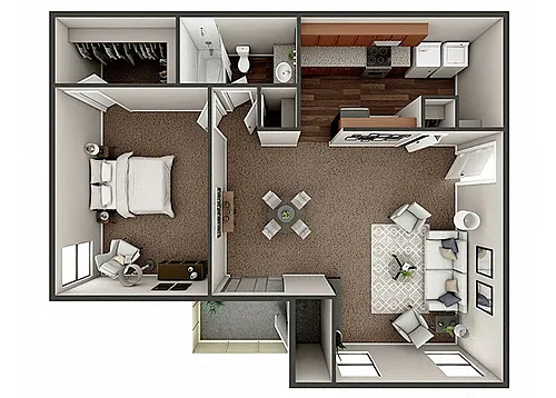 Floor plan 1 Bed 1 Bath Renovated