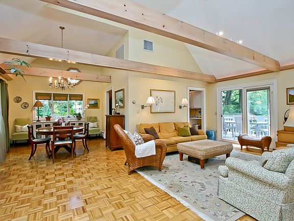 Living room with vaulted ceiling