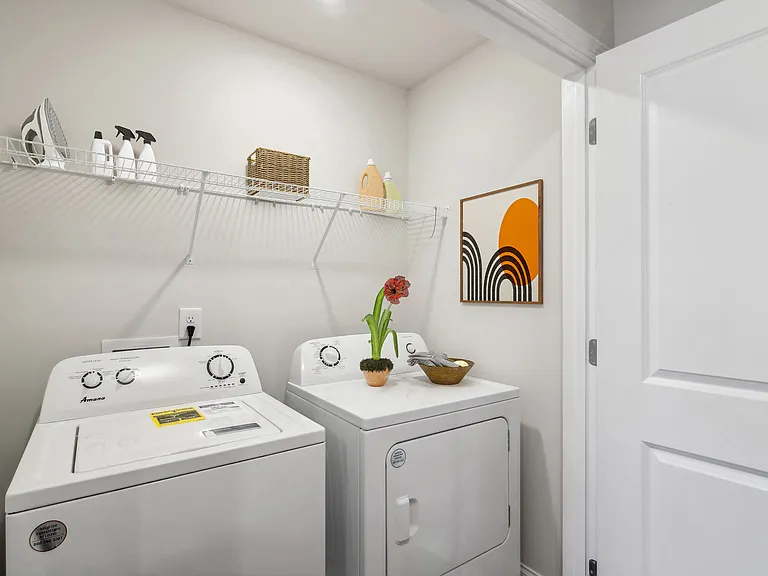 Full size washer and dryer in every home.