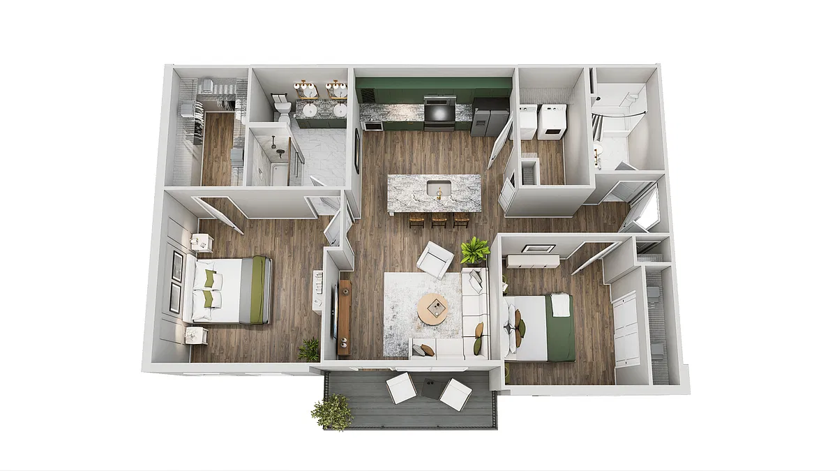 Floor plan 2 Bed 2 Bath B