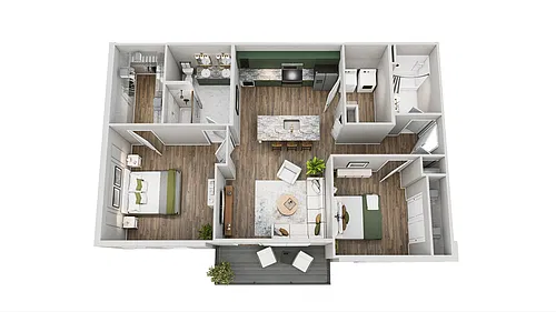 Floor plan 2 Bed 2 Bath B