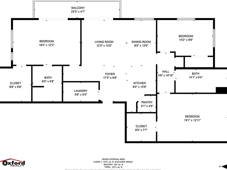 Elegant floor plan with spacious balcony, 3 bedrooms, open living and dining area, modern kitchen, and ample storage closets. Elegant floor plan with spacious balcony, 3 bedrooms, open living and dining area, modern kitchen, and ample storage closets.