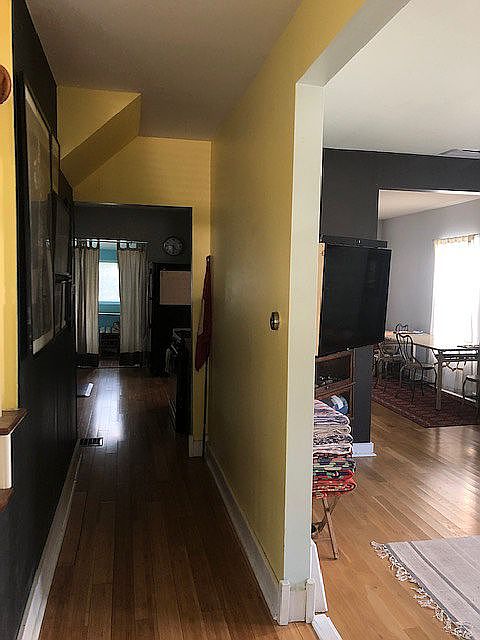 Just inside front door 