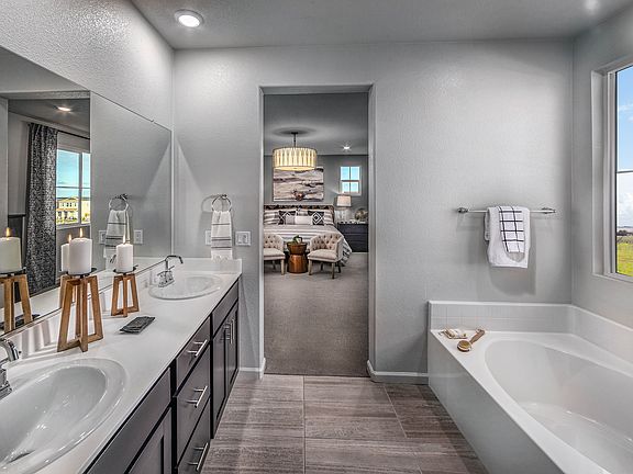 Residence 4 primary bathroom modeled at a nearby Meritage community.