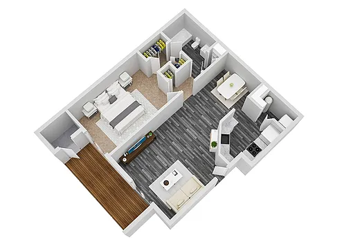 Floor plan One Bedroom/One Bathroom - 662 Sq. Ft.