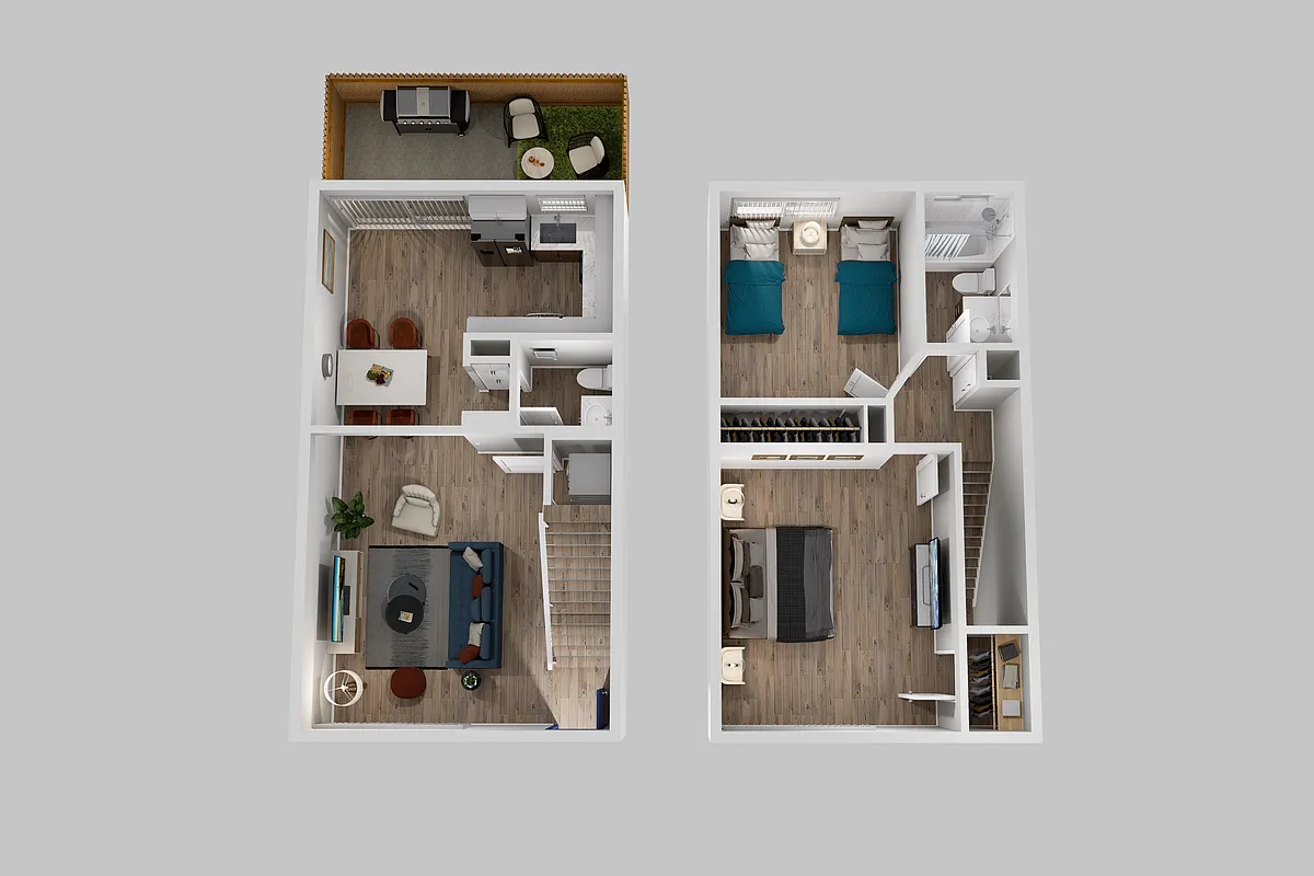 Floor plan 2 Bed 1 and Half Bath