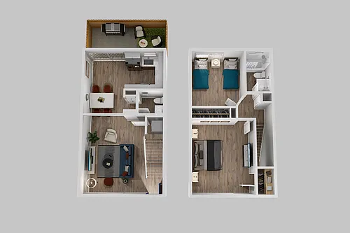 Floor plan 2 Bed 1 and Half Bath
