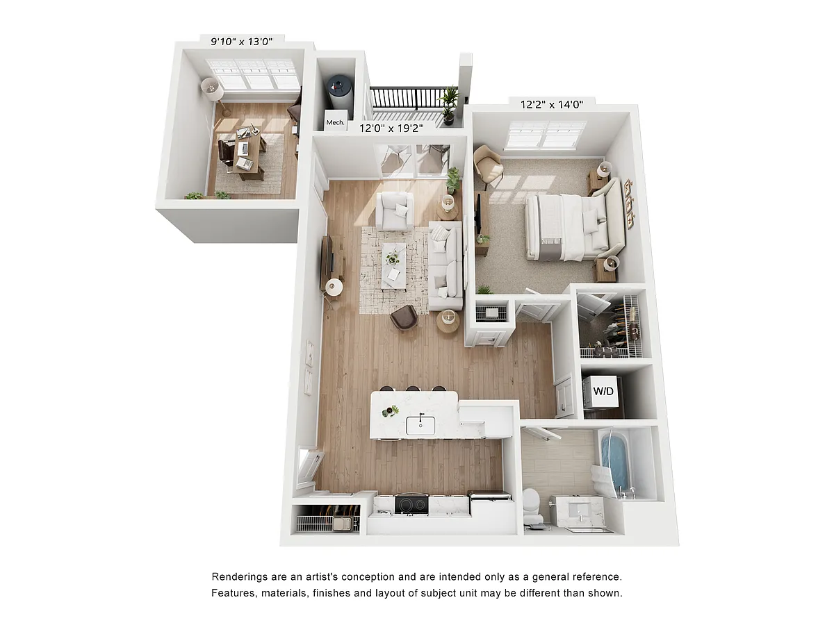 Floor plan A2 (One Bed with DEN)