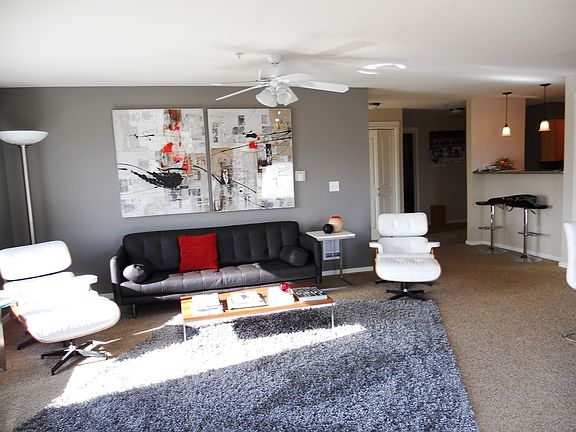 Bright living room overlooking Lake Washington