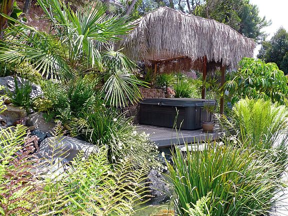 Tropical Spa Deck and Hot Tub