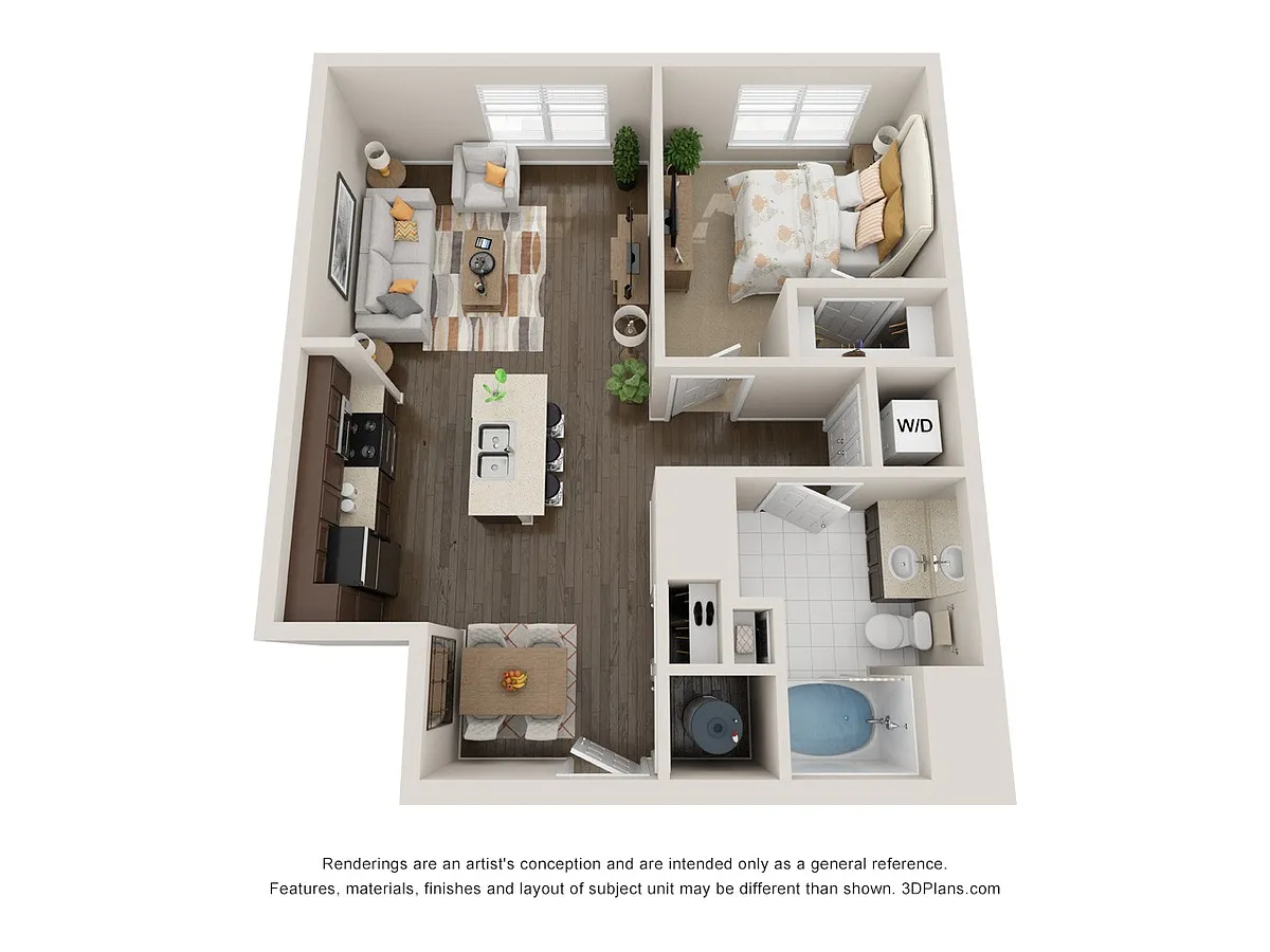 Floor plan A4: 1 Bed 1 Bath