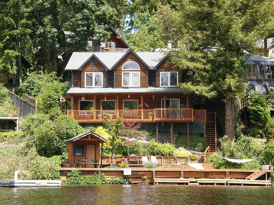 View from the lake. Note the 2 bdrm chalet behind the main house.