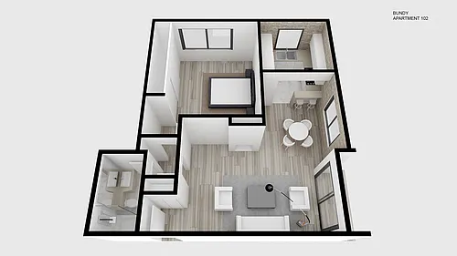 Floor plan One Bed ~ One Bath