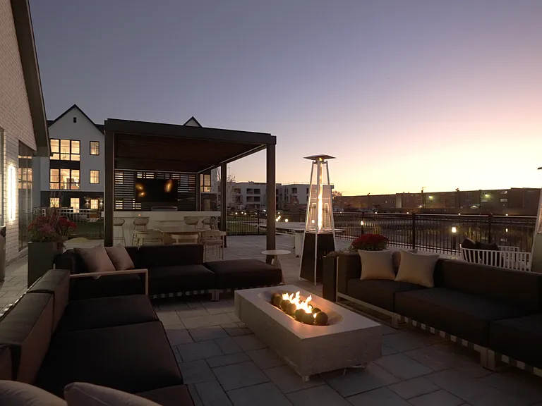 Outdoor Fire Pit Lounge overlook the Pond
