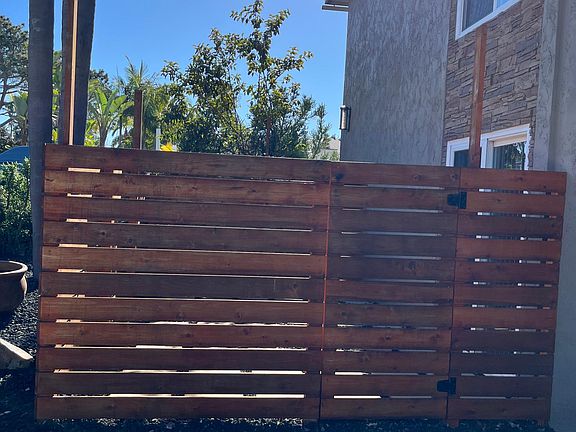 Gate to fenced patio