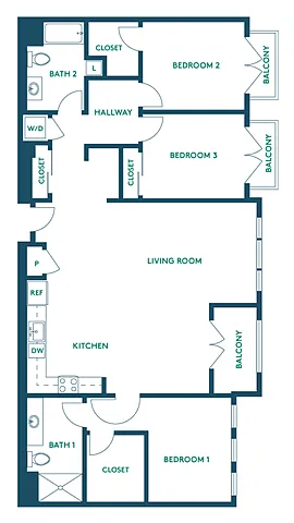 Floor plan 3Bed/2Bath A - Premium