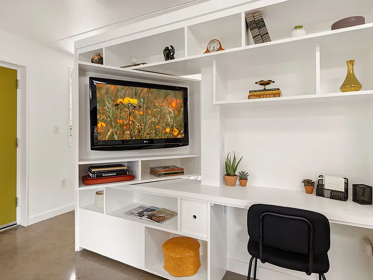 Built in turntable for your TV - reverses to shelves Built in turntable for your TV - reverses to shelves