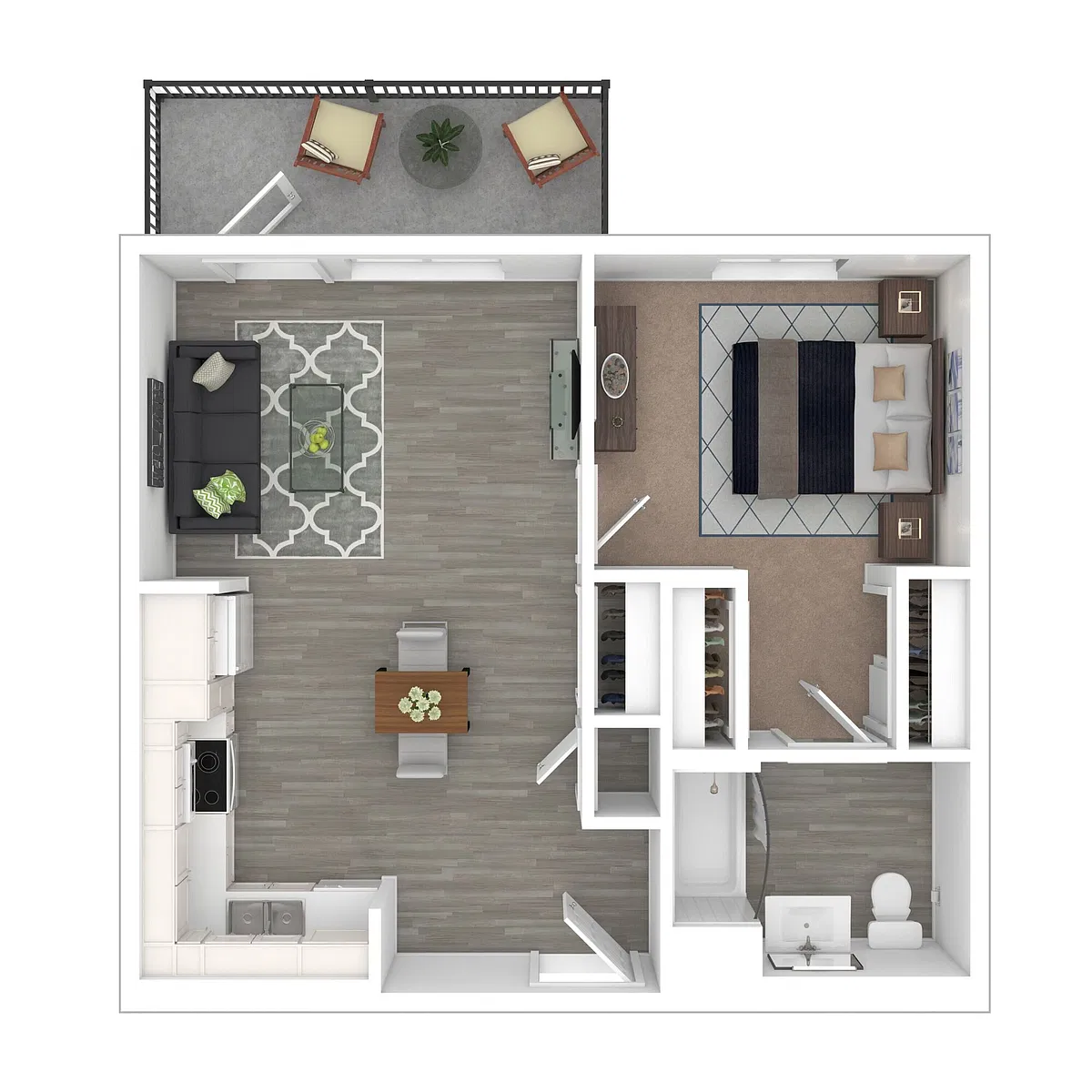 Floor plan One Bedroom - Income Restricted