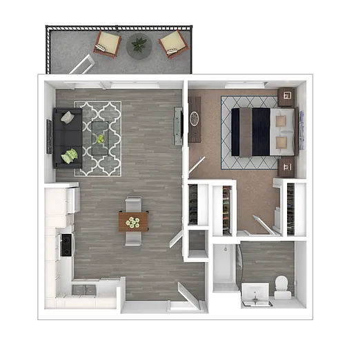 Floor plan One Bedroom - Income Restricted