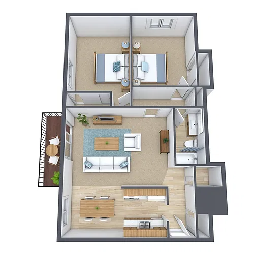 Floor plan Two Bedroom 21C