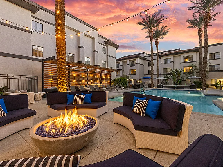 Inspiration at FLW - Pool and Lounge Fire Pit