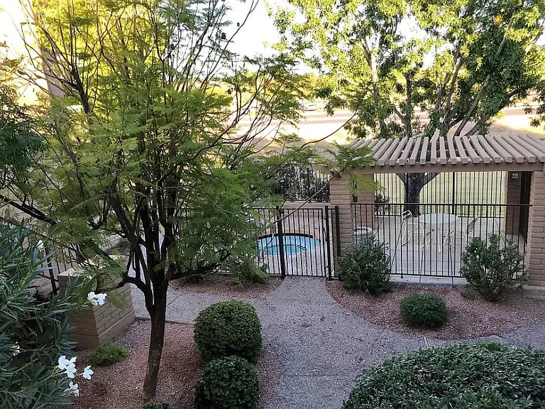 Private, secondary hot tub area directly below unit (view from my steps.)