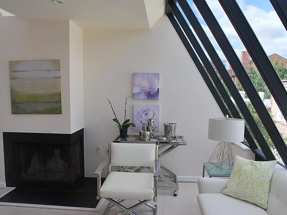 Bar cart and working fireplace