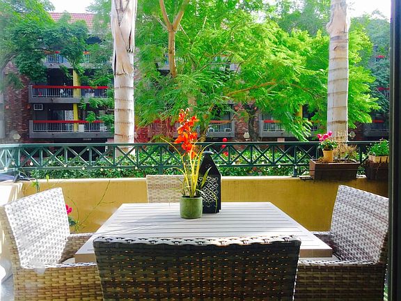 Large patio in summer