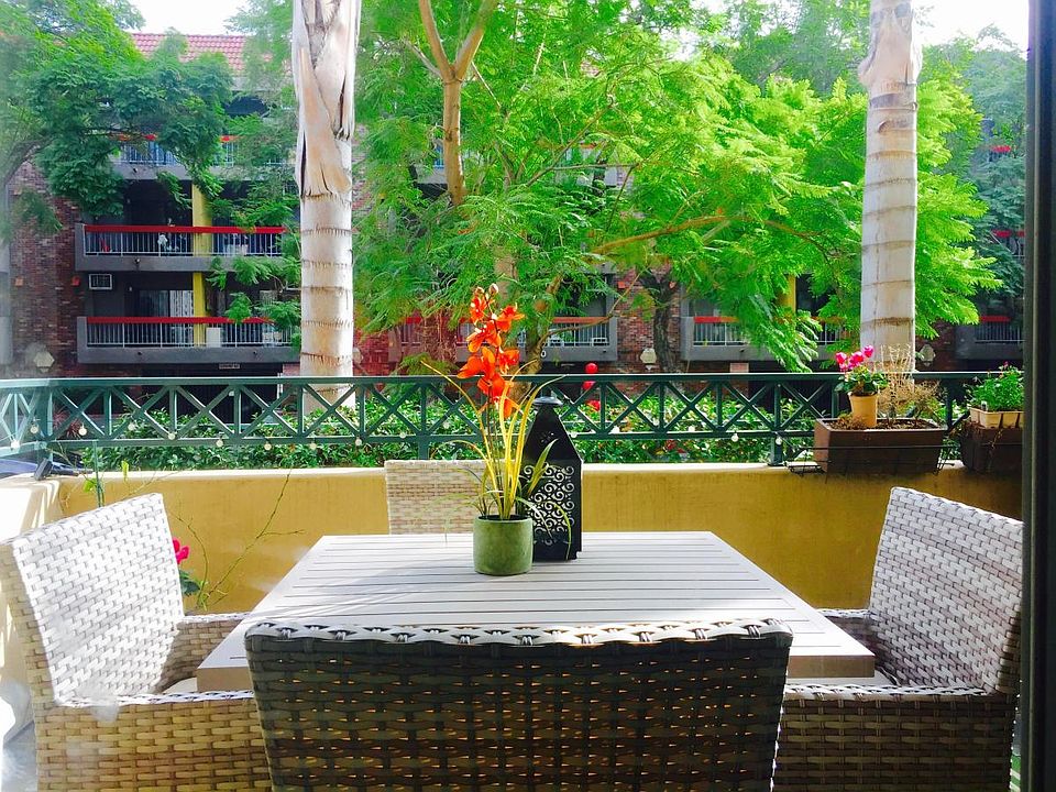 Large patio in summer