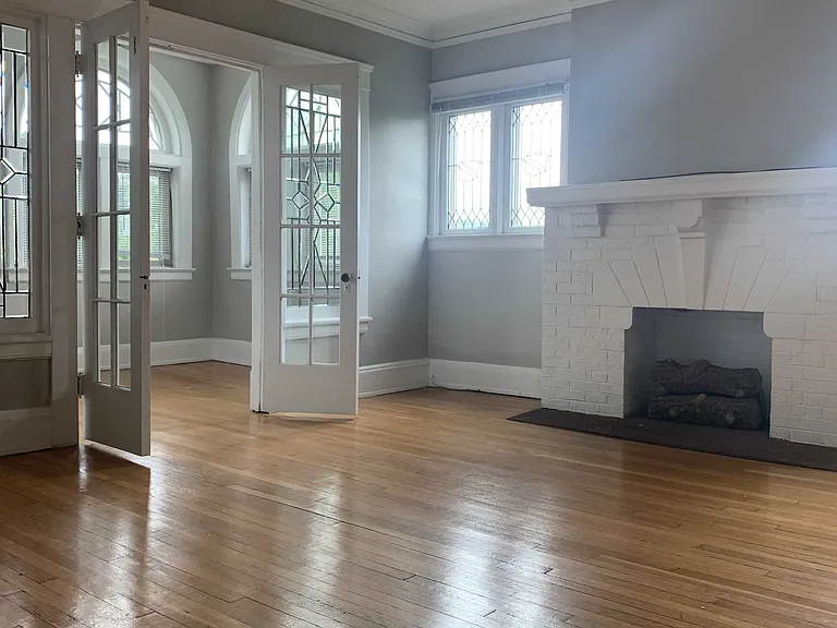 Living Room with Decorative Fireplace