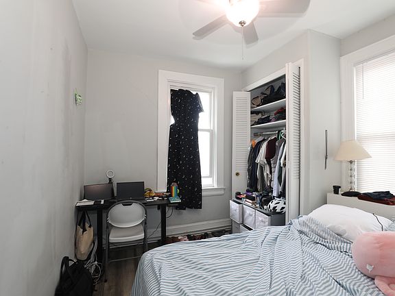 Bedroom with natural light and neutral finishes